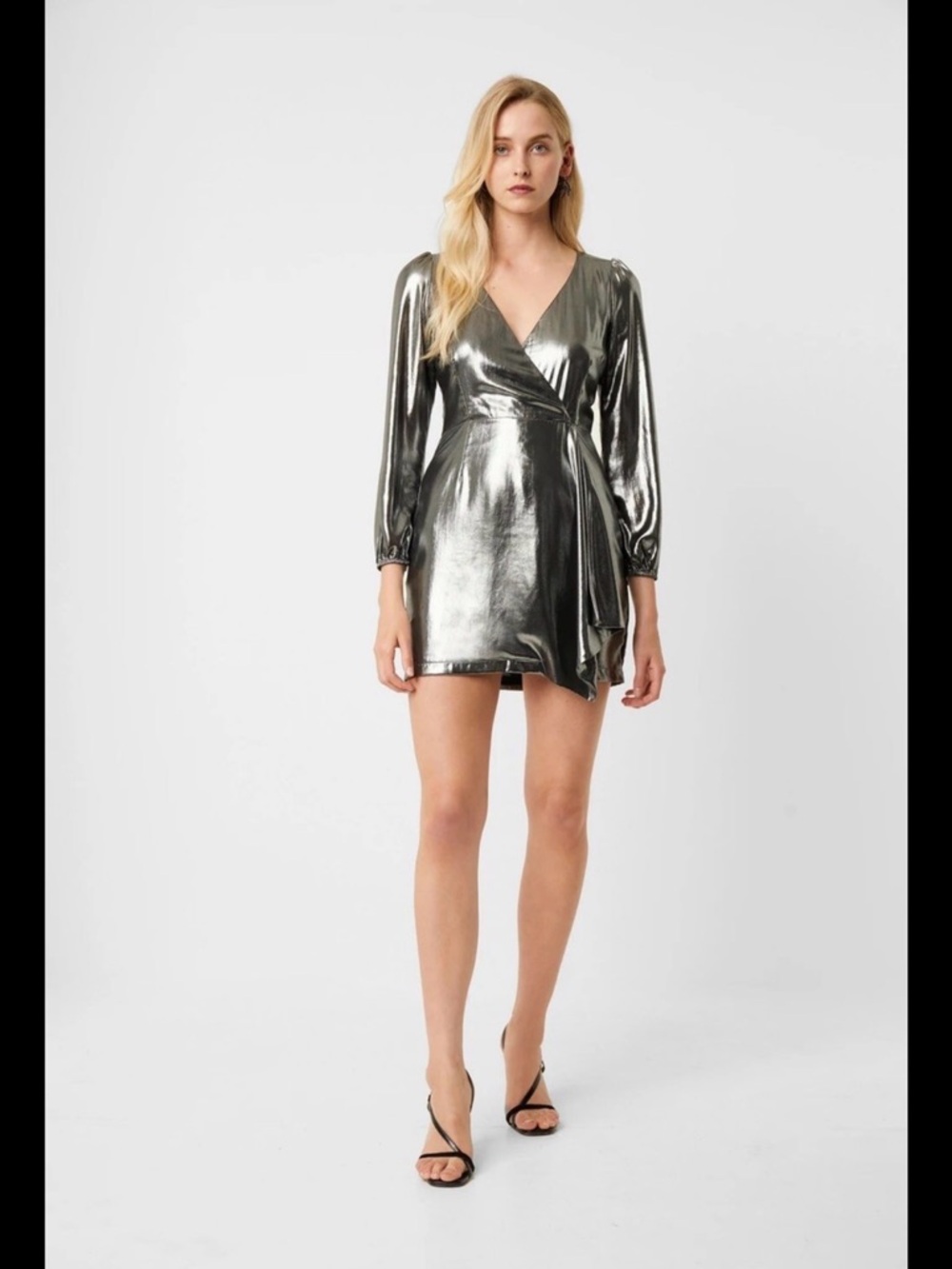 NWT French Connection Silver Metallic Dress Retail $198